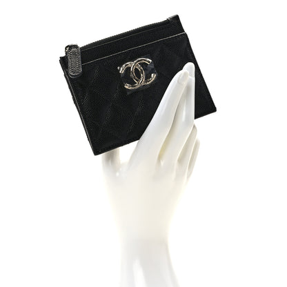 Chanel Caviar Quilted CC Logo Zip Card Holder Black 2 of 8