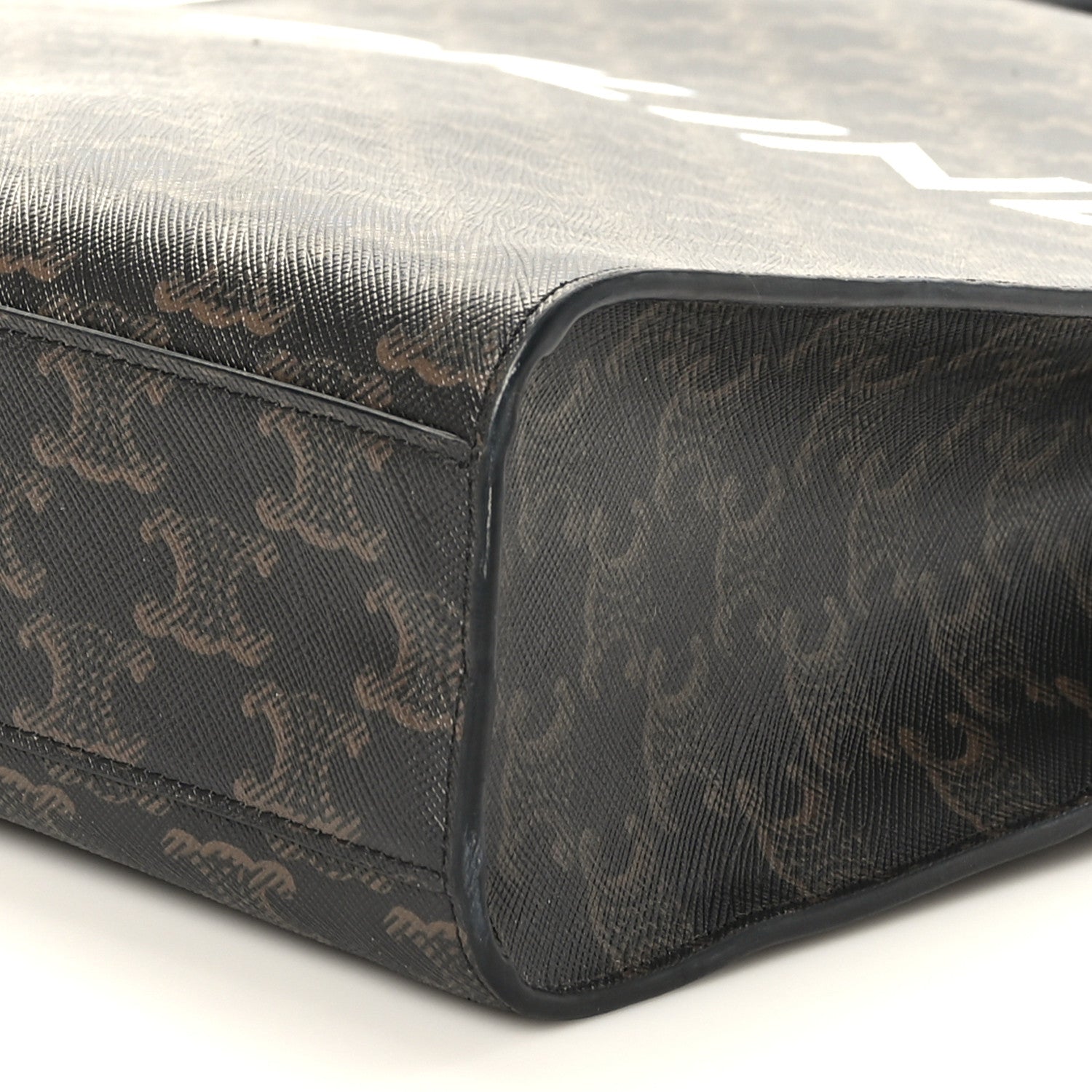 Celine Triomphe Canvas Calfskin Medium Vertical Cabas Black 8 of 8