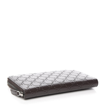 Gucci Guccissima Signature Zip Around Organizer Wallet Chocolate 3 of 7