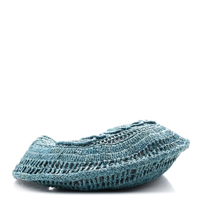 Chloe Raffia Calfskin Summer Banana Hobo Stormy Sea 4 of 10