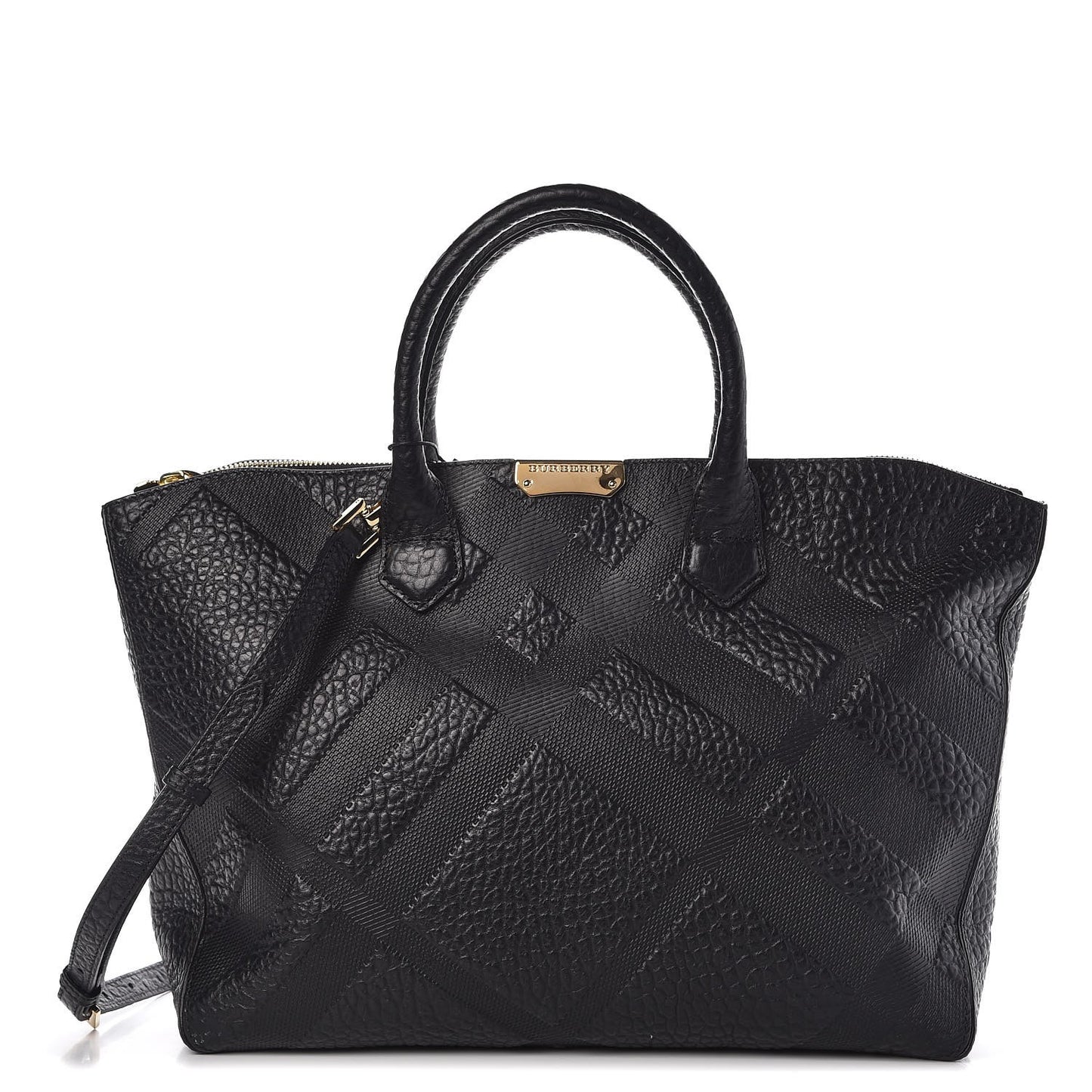 Heritage Grain Check Embossed Medium Dewsbury Tote Black