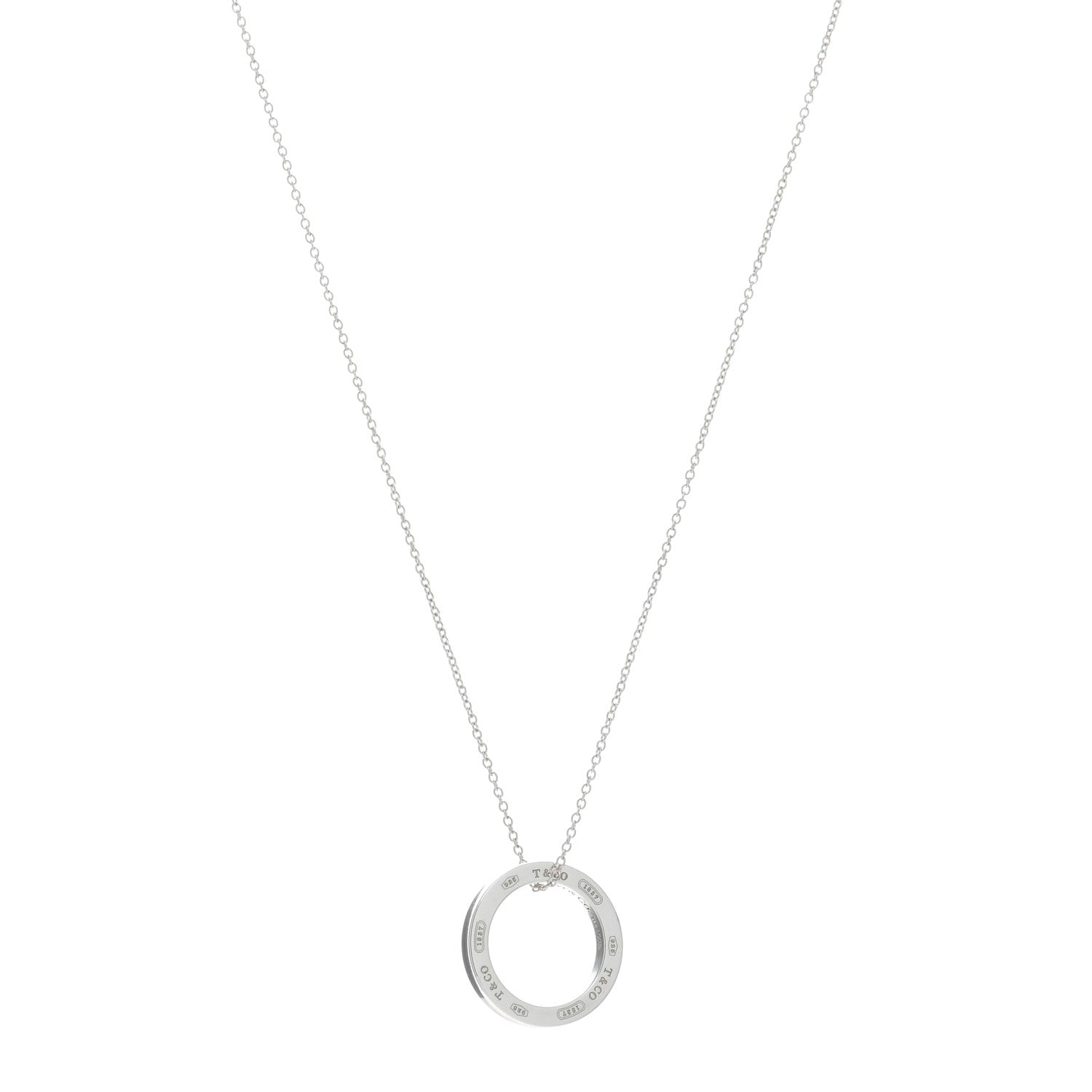 Tiffany Sterling Silver 1837 Circle Pendant Necklace 1 of 4