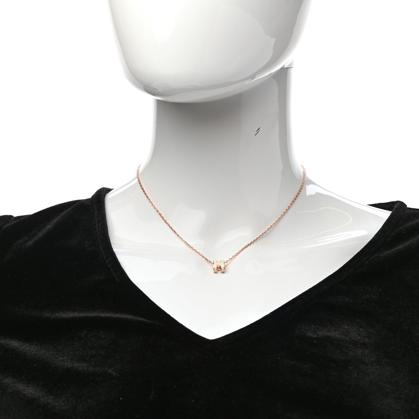 Lacquered Gold Mini Pop H Pendant Necklace White