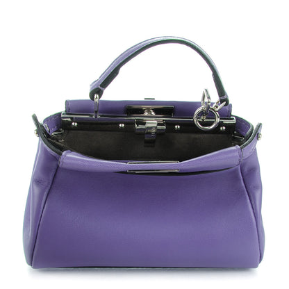 Fendi Shiny Nappa Micro Peekaboo Iconic Satchel Viola Cassis 1 of 8
