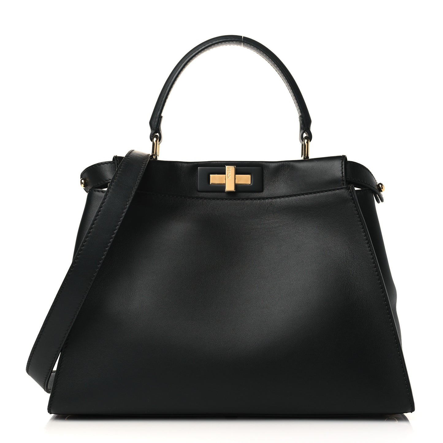 Vitello Seta Shiny Nappa Medium Peekaboo Iconic Satchel Black