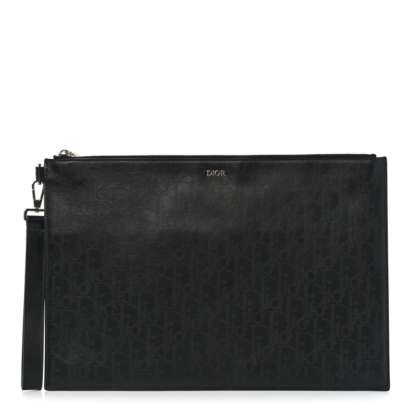 Calfskin Perforated Oblique Galaxy Flat Case Black