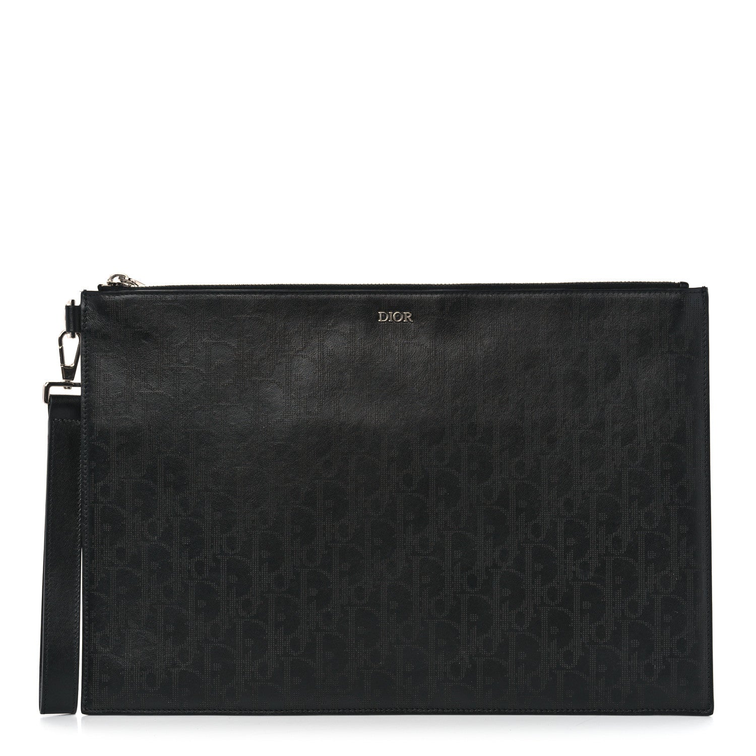 Christian Dior Calfskin Perforated Oblique Galaxy Flat Case Black 1 of 8