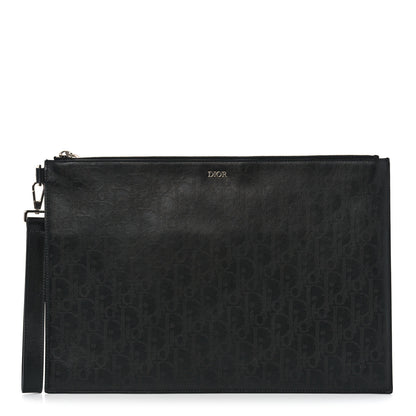 Christian Dior Calfskin Perforated Oblique Galaxy Flat Case Black 1 of 8