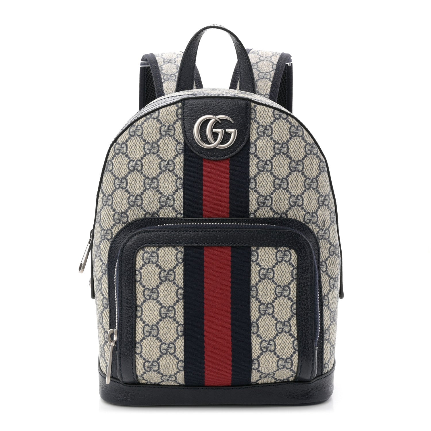 Gucci GG Supreme Monogram Textured Dollar Calfskin Web Small Ophidia Day Backpack Beige Blue Black 1 of 10