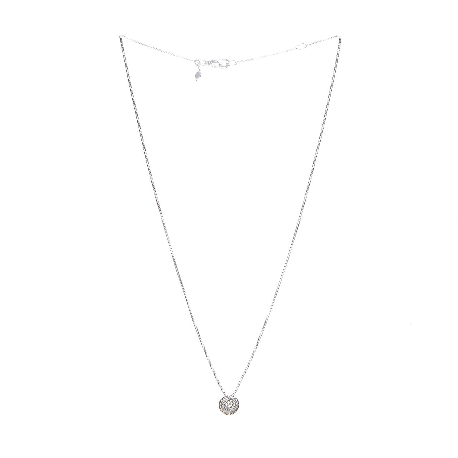 David Yurman Sterling Silver Diamond 8mm Petite Chatelaine Pave Pendant Necklace 4 of 7