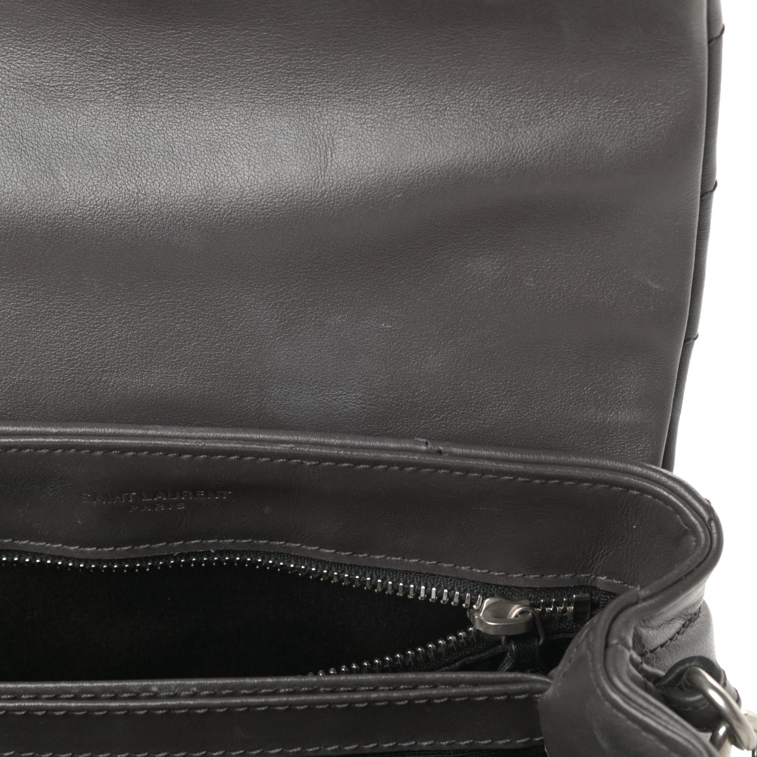 Saint Laurent Calfskin Y Quilted Monogram Toy Loulou Crossbody Bag Storm 14 of 18