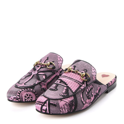 Gucci Silk Satin Saint Romain Womens Princetown Slippers 36.5 Pink Black 3 of 10