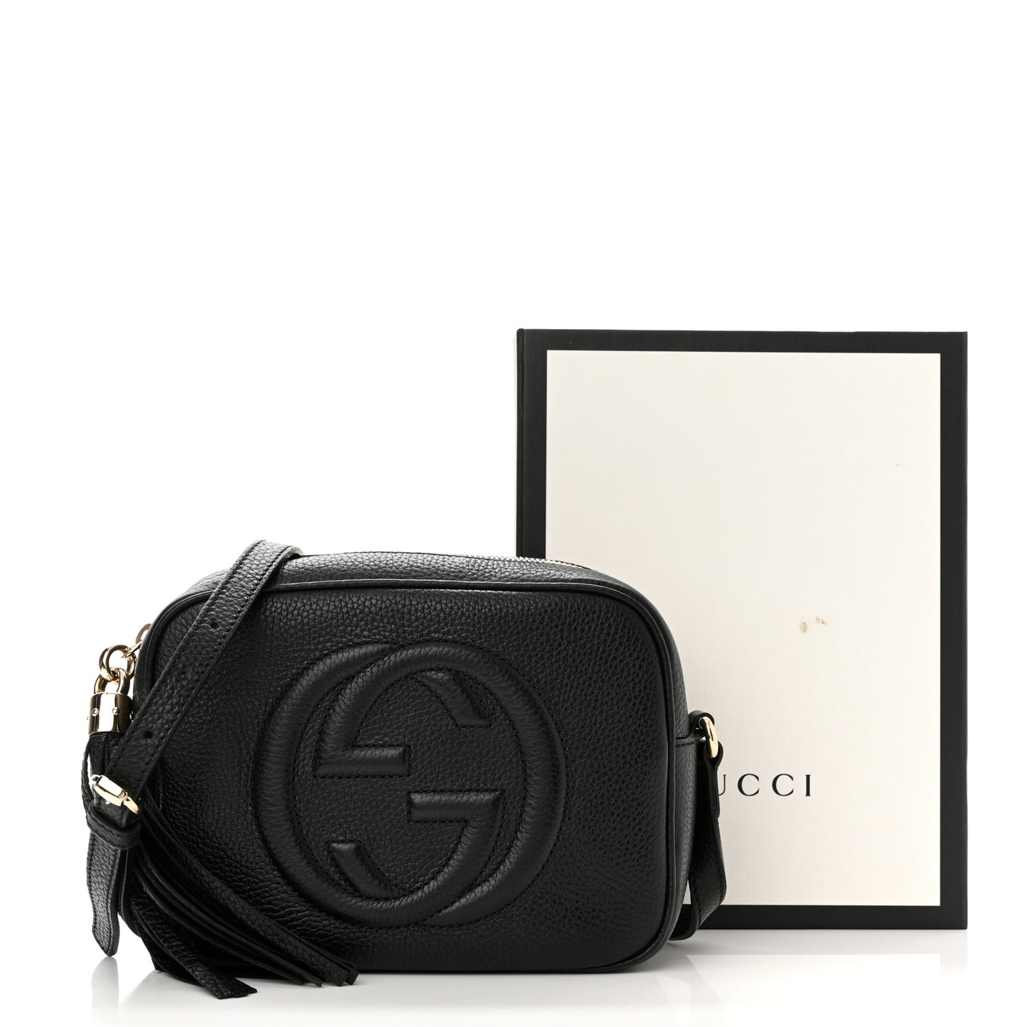 Pebbled Calfskin Small Soho Disco Bag Black