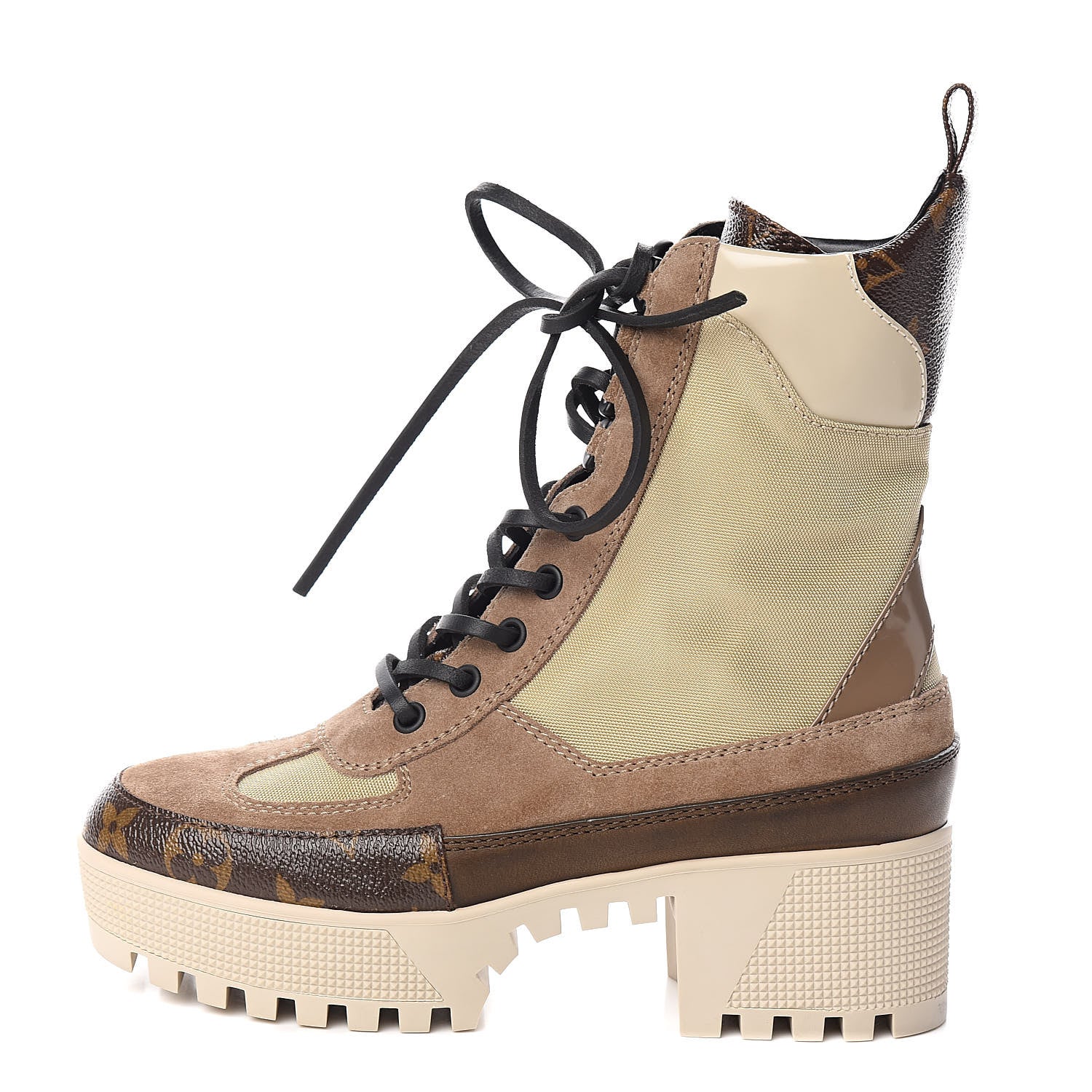 Louis Vuitton Suede Calfskin Monogram Laureate Platform Desert Boots 35 Beige 1 of 9