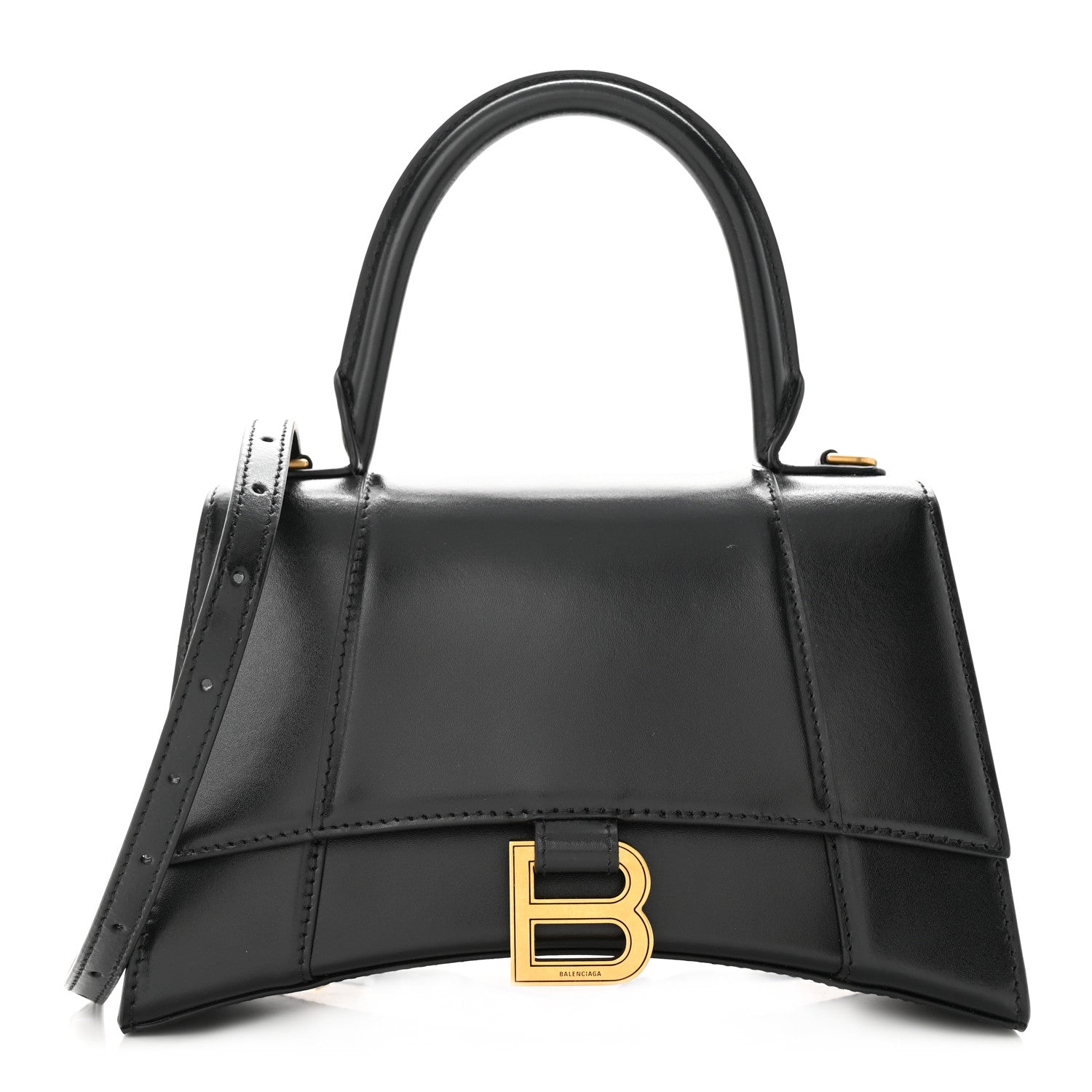 Balenciaga Shiny Box Calfskin Small Hourglass Top Handle Bag Black 1 of 10