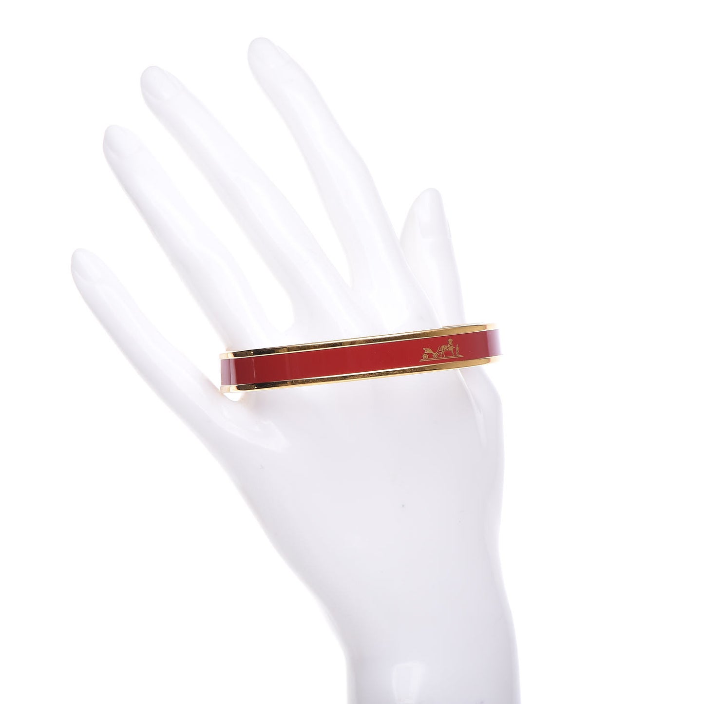 Enamel Printed Narrow Caleche Bracelet 70 Rouge H