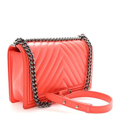 Chanel Lambskin Chevron Quilted Medium Boy Flap Orange 3 of 10
