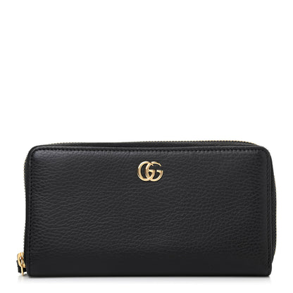 Gucci Dollar Calfskin GG Marmont Zip Around Wallet Black 1 of 4