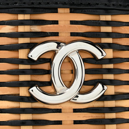 Chanel Calfskin Raffia Small Vanity Case Bag Black Beige 11 of 11