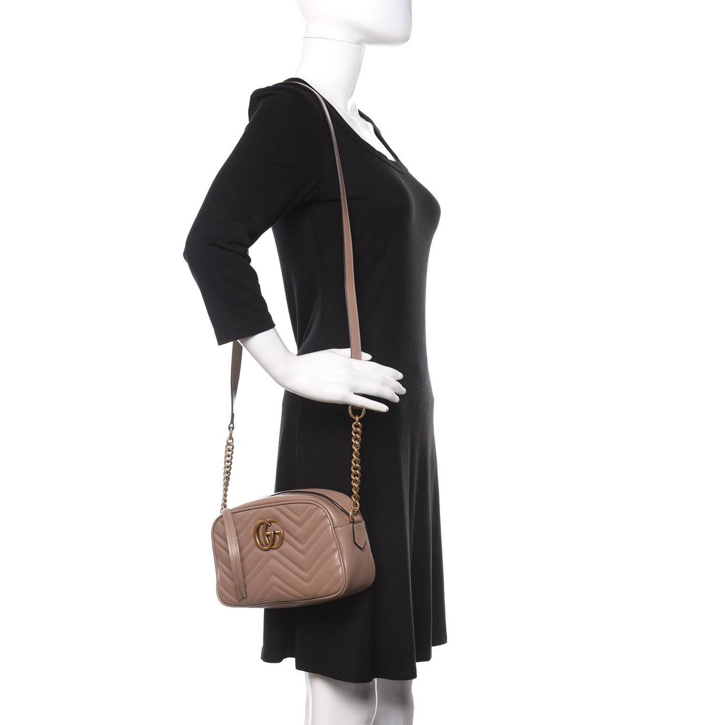 Calfskin Matelasse Small GG Marmont Chain Shoulder Bag Porcelain Rose