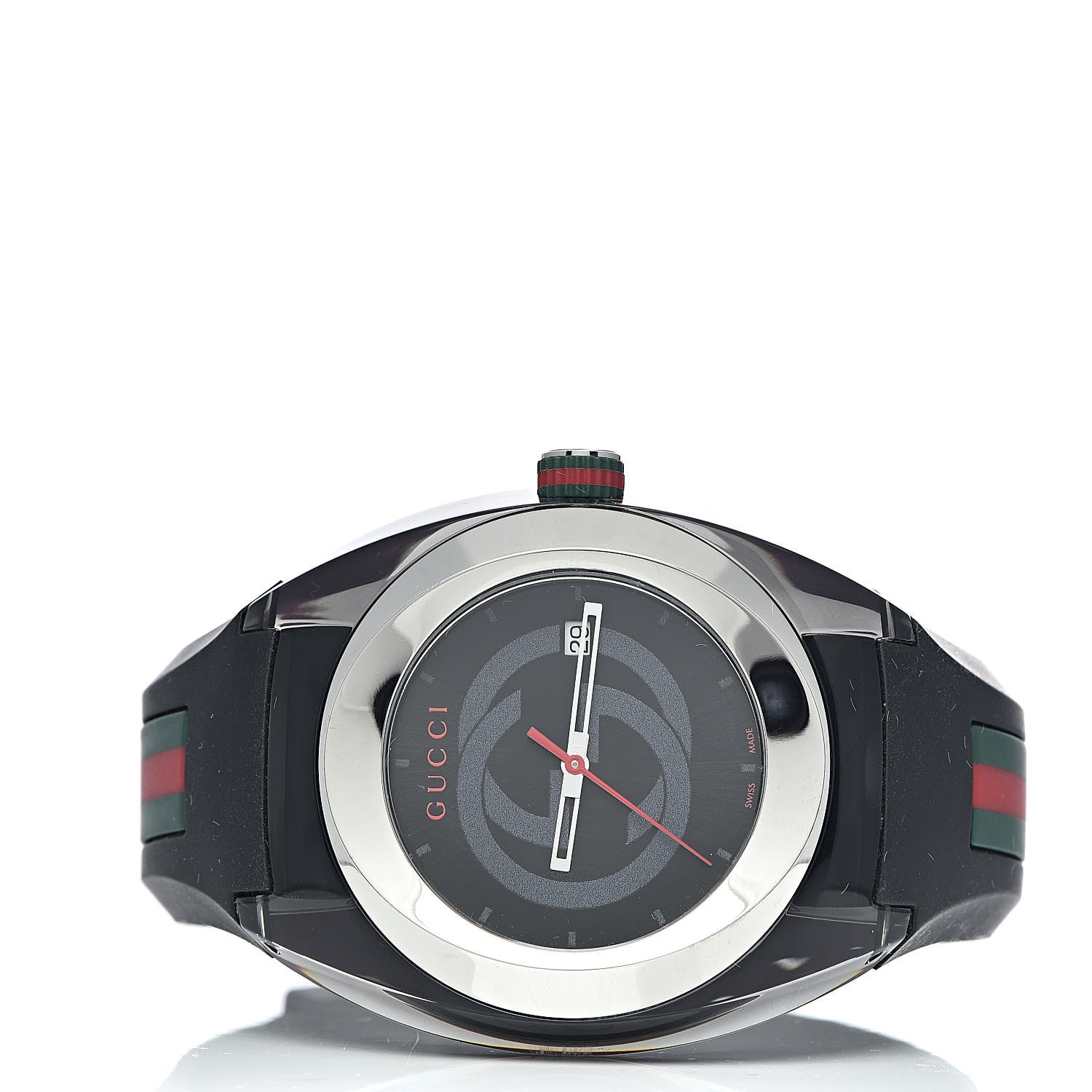Gucci Stainless Steel Rubber 46mm Sync Web Quartz Watch Black 3 of 6