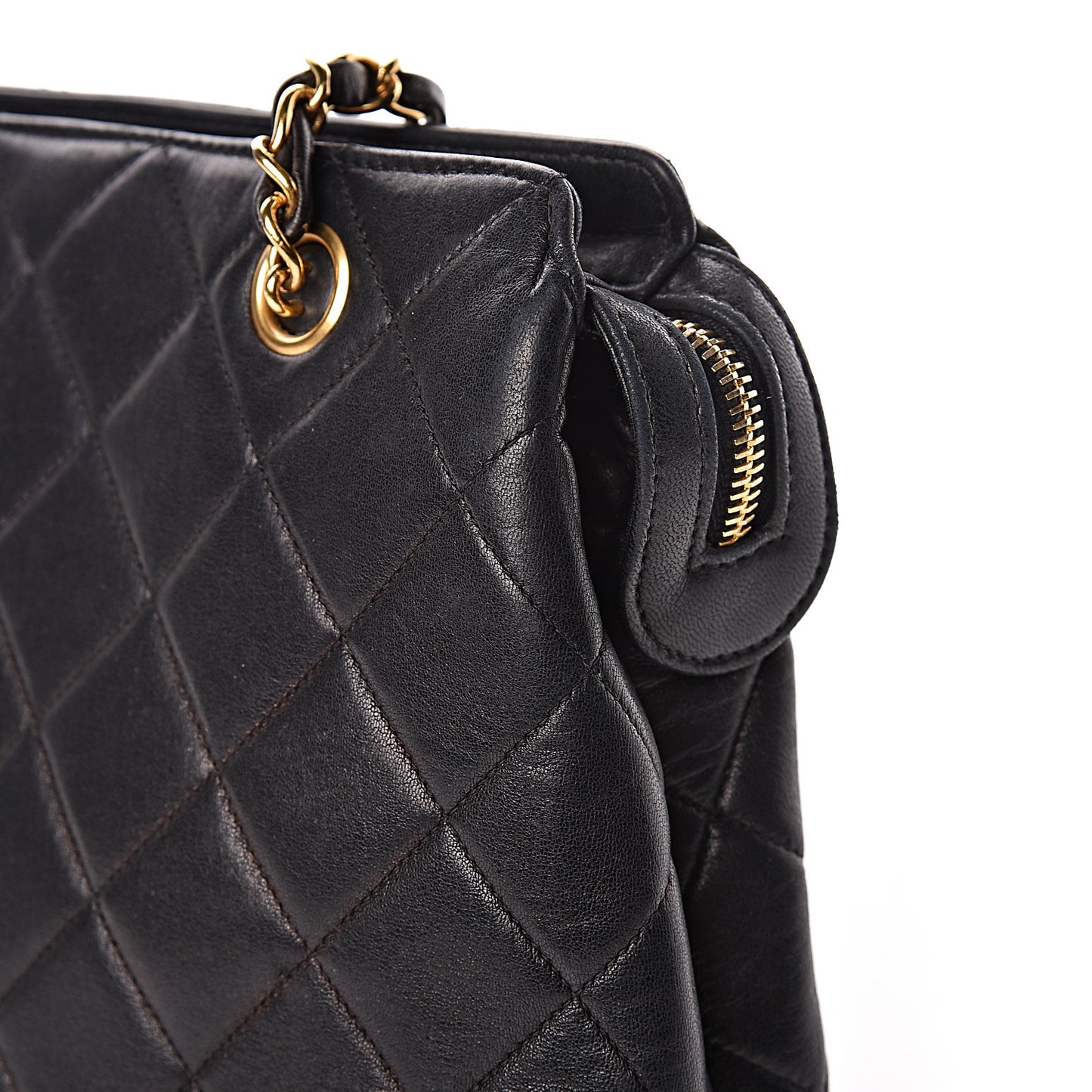 Lambskin Quilted Shoulder Bag Black