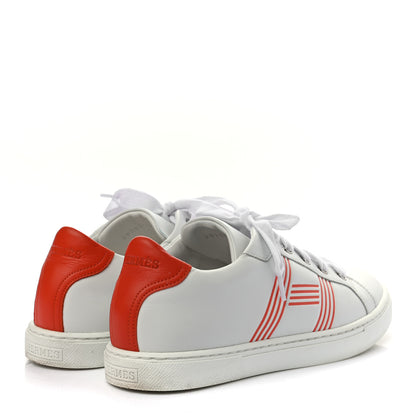 Hermes Calfskin Womens Advantage Sneakers 36.5 White Orange 4 of 10