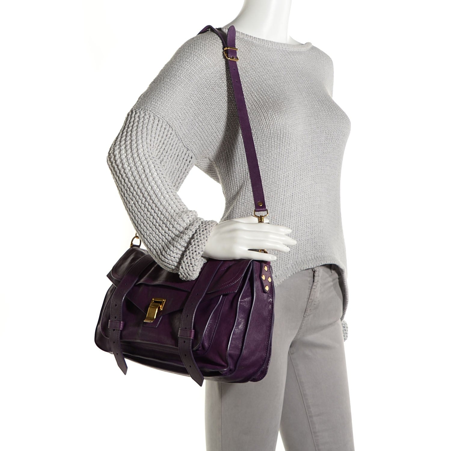 Proenza Schouler Lambskin Medium PS1 Satchel Plum 2 of 13