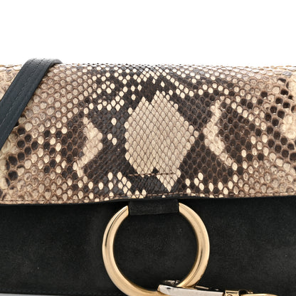 Chloe Snakeskin Calfskin Small Faye Shoulder Bag Blue 8 of 14