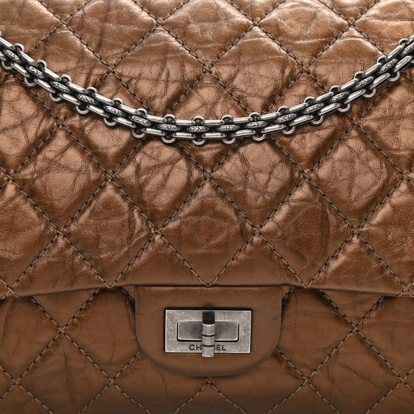Metallic Aged Calfskin Quilted 2.55 Reissue 226 Flap Dark Copper