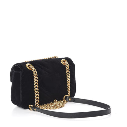 Gucci Velvet Matelasse Mini GG Marmont Shoulder Bag Black 3 of 13