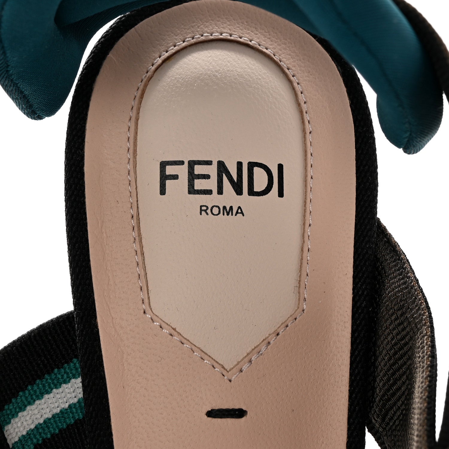 Fendi Technical Mesh Colibri 55mm Slingback Pumps 38 Black Verde Military 7 of 10