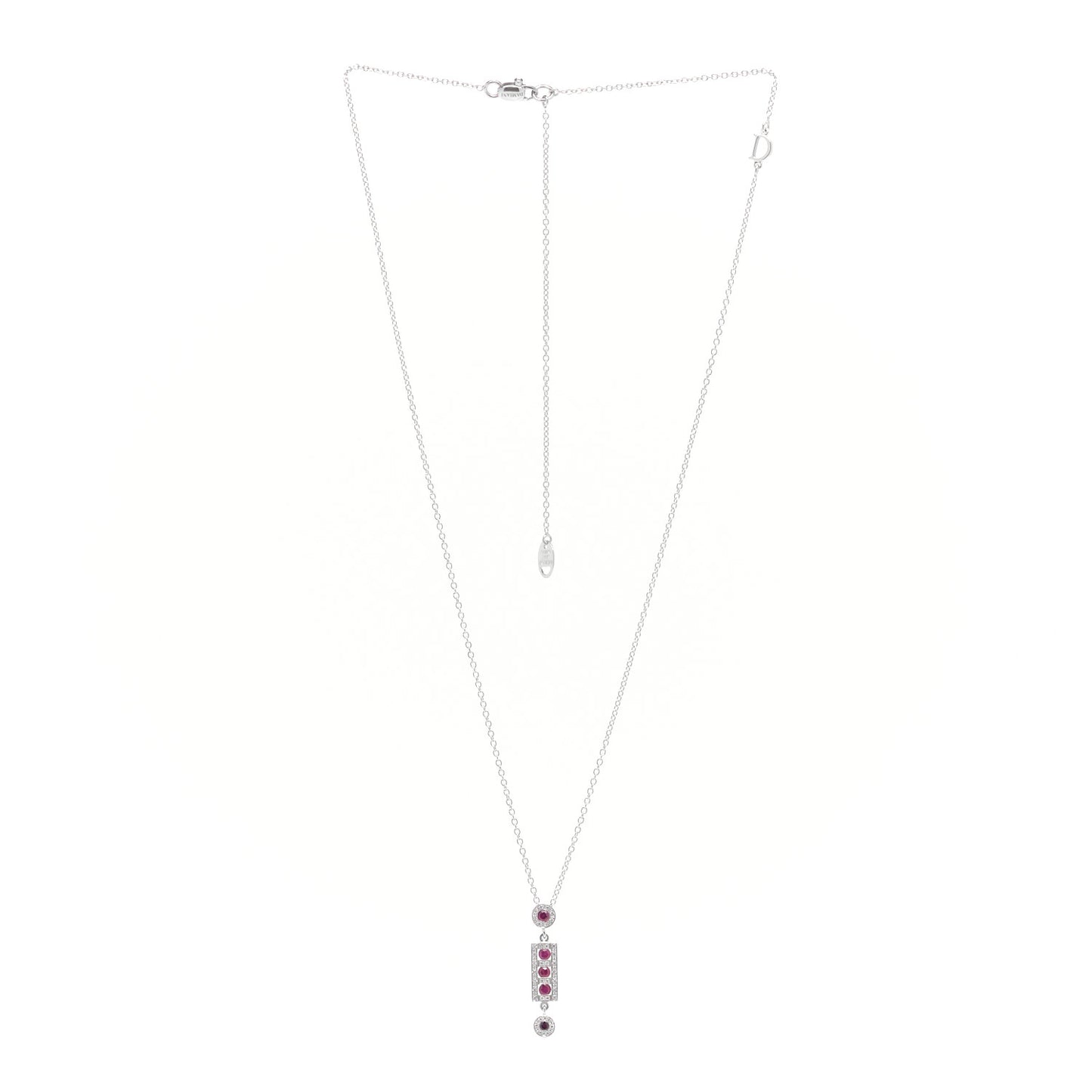 18K White Gold Diamond Ruby Belle Opaque Pendant Necklace
