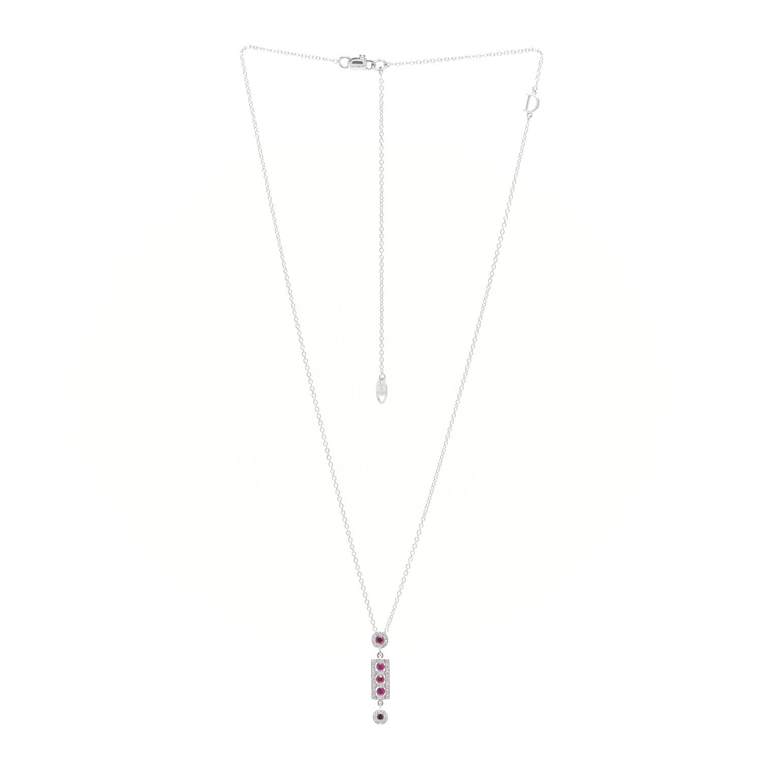 Damiani 18K White Gold Diamond Ruby Belle Opaque Pendant Necklace 3 of 7