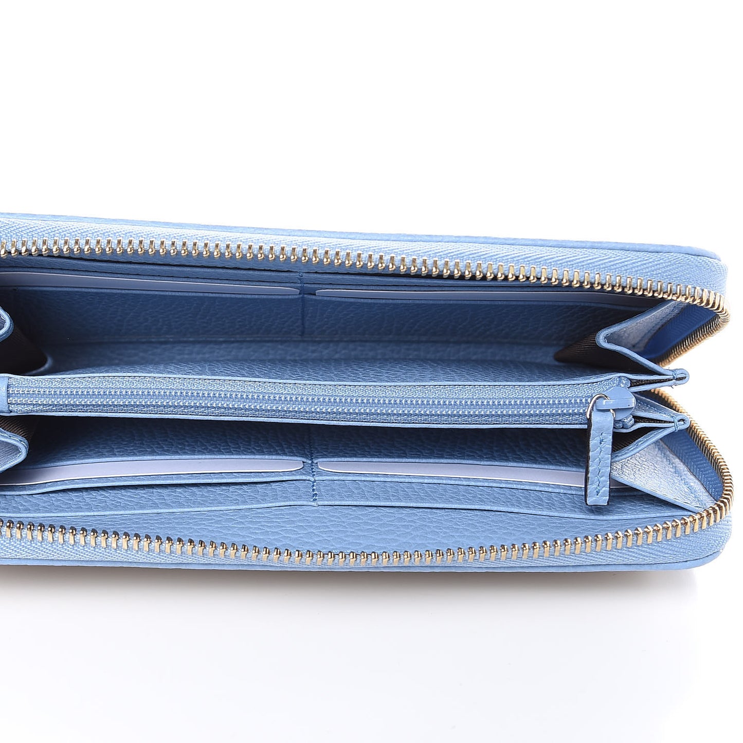 Monogram Dollar Calfskin Zip Around Wallet Beige Ebony Mineral Blue