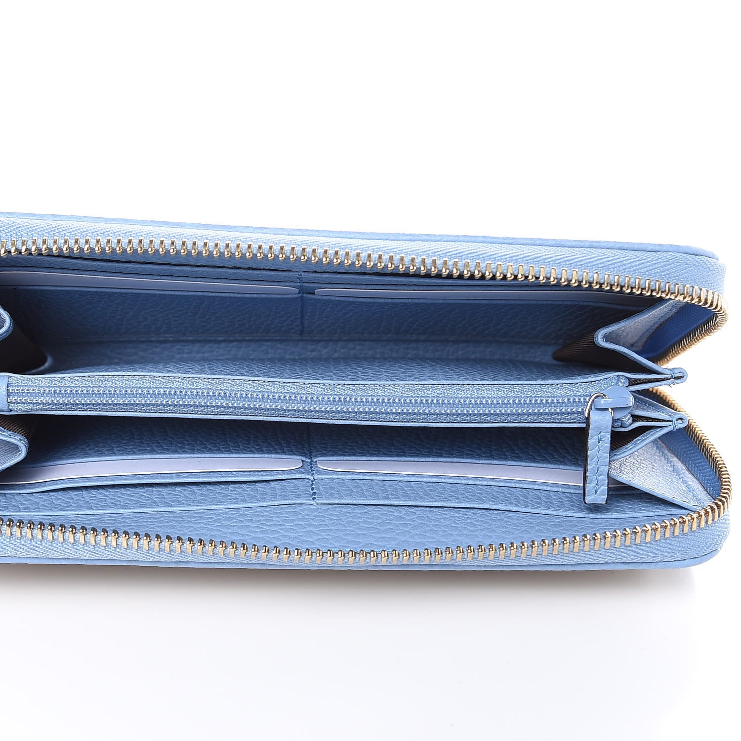 Gucci Monogram Dollar Calfskin Zip Around Wallet Beige Ebony Mineral Blue 5 of 10