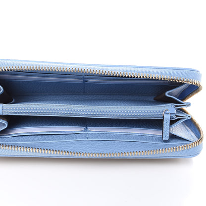 Gucci Monogram Dollar Calfskin Zip Around Wallet Beige Ebony Mineral Blue 5 of 10