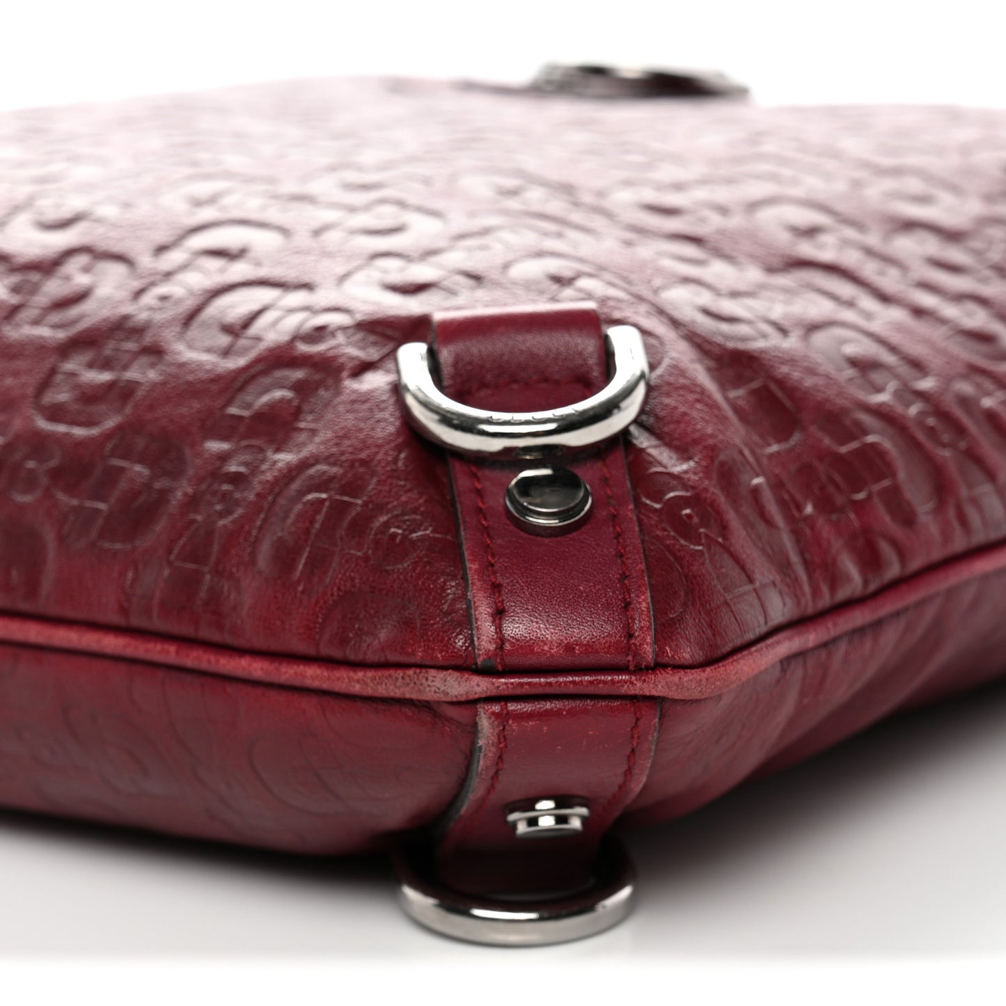Calfskin Horsebit Embossed Abbey Messenger Red