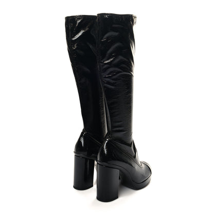 Chanel Crumpled Patent High Boots 41 Black 4 of 8