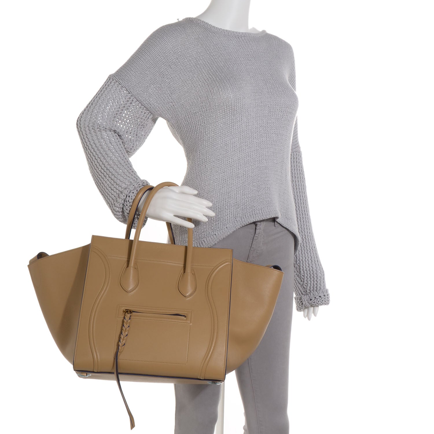 Celine Smooth Calfskin Color Trim Medium Phantom Luggage Dune Cobalt 2 of 9