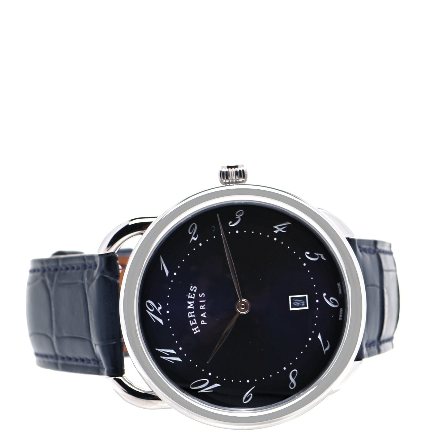 Stainless Steel Alligator 40mm Arceau Quartz Watch Bleu Abysse