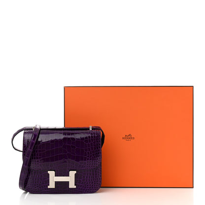 Hermes Shiny Alligator Constance 18 Cassis 11 of 11