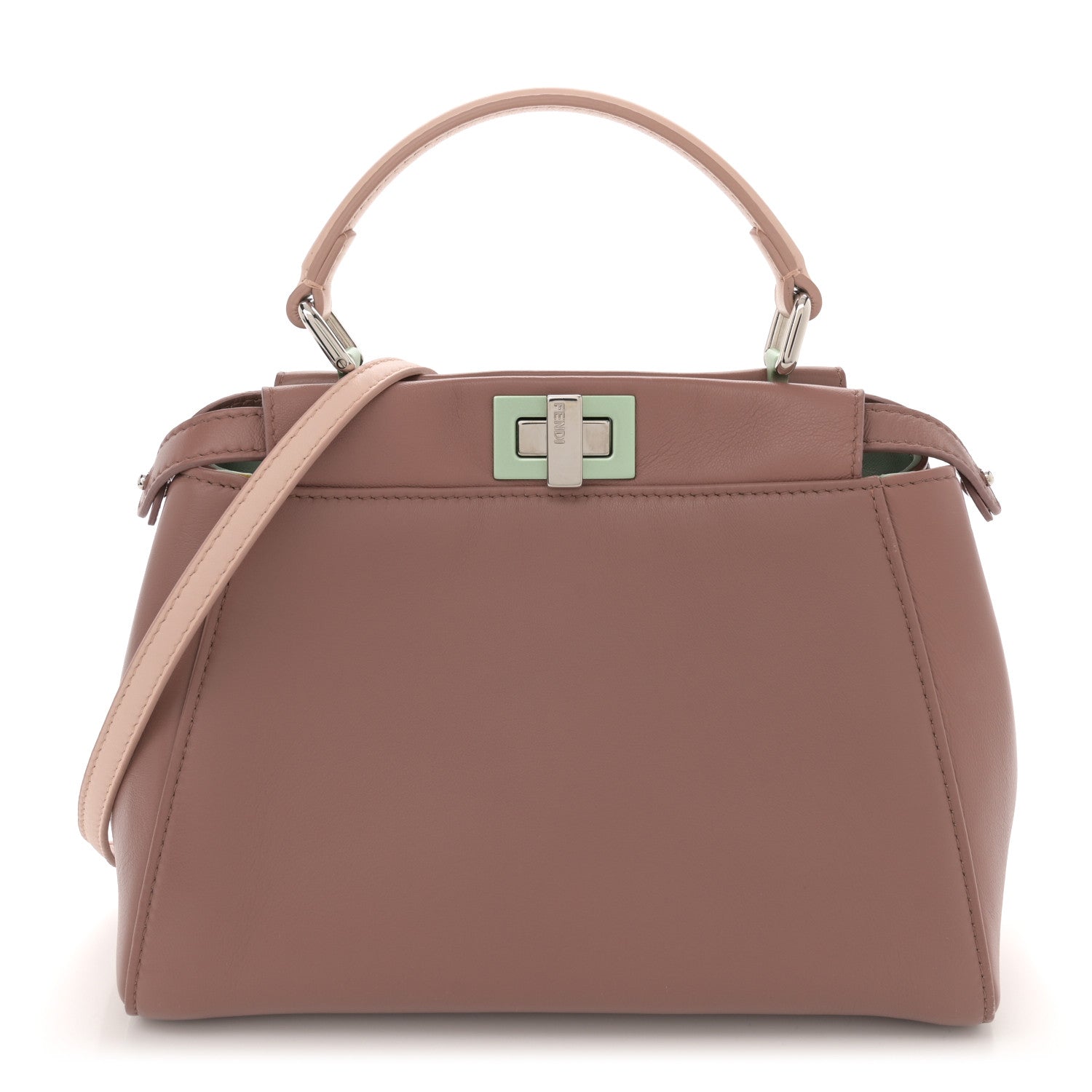 Fendi Nappa Colorblock Mini Peekaboo Iconic Satchel English Rose Plaster Oxigen 1 of 11