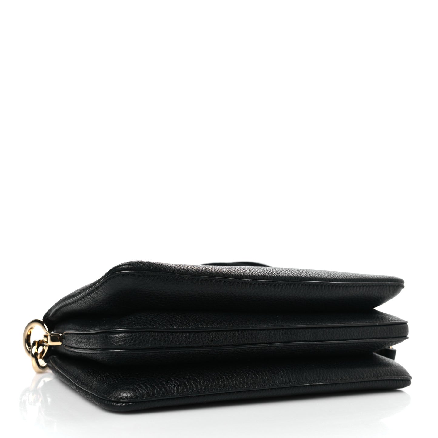 Vitello Daino Soft Mini Zippered Shoulder Bag Black