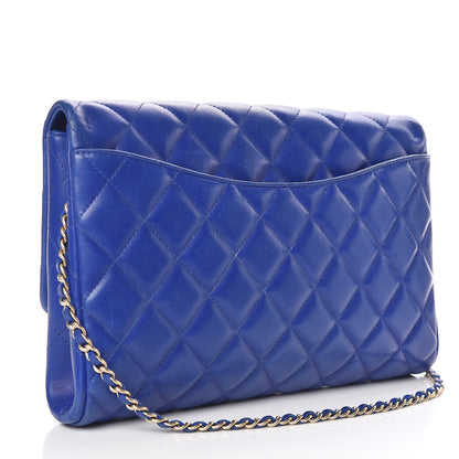 Chanel Lambskin Quilted Clutch With Chain Flap Blue 3 of 14