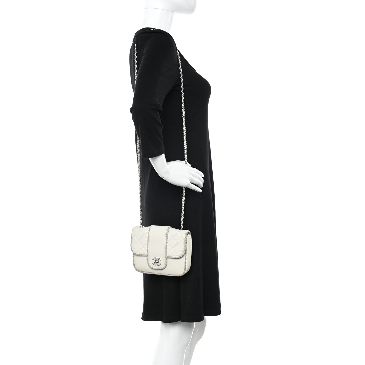 Chanel Lambskin Lurex Quilted Elementary Chic Mini Flap White 2 of 11