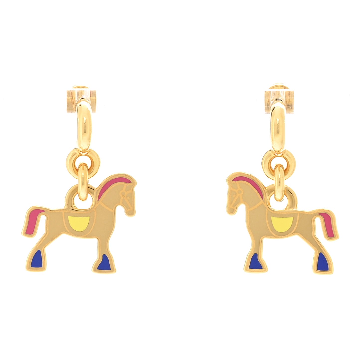 Metal Lacquered Cheval Earrings  Gold
