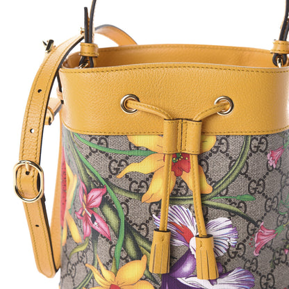 Gucci GG Supreme Monogram Flora Small Ophidia Bucket Bag Beige Multicolor Crop 10 of 11