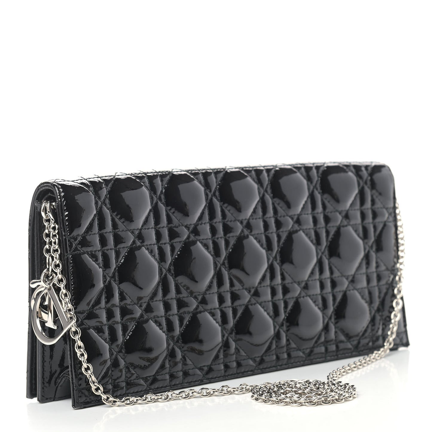 Patent Cannage Lady Dior Convertible Clutch Black