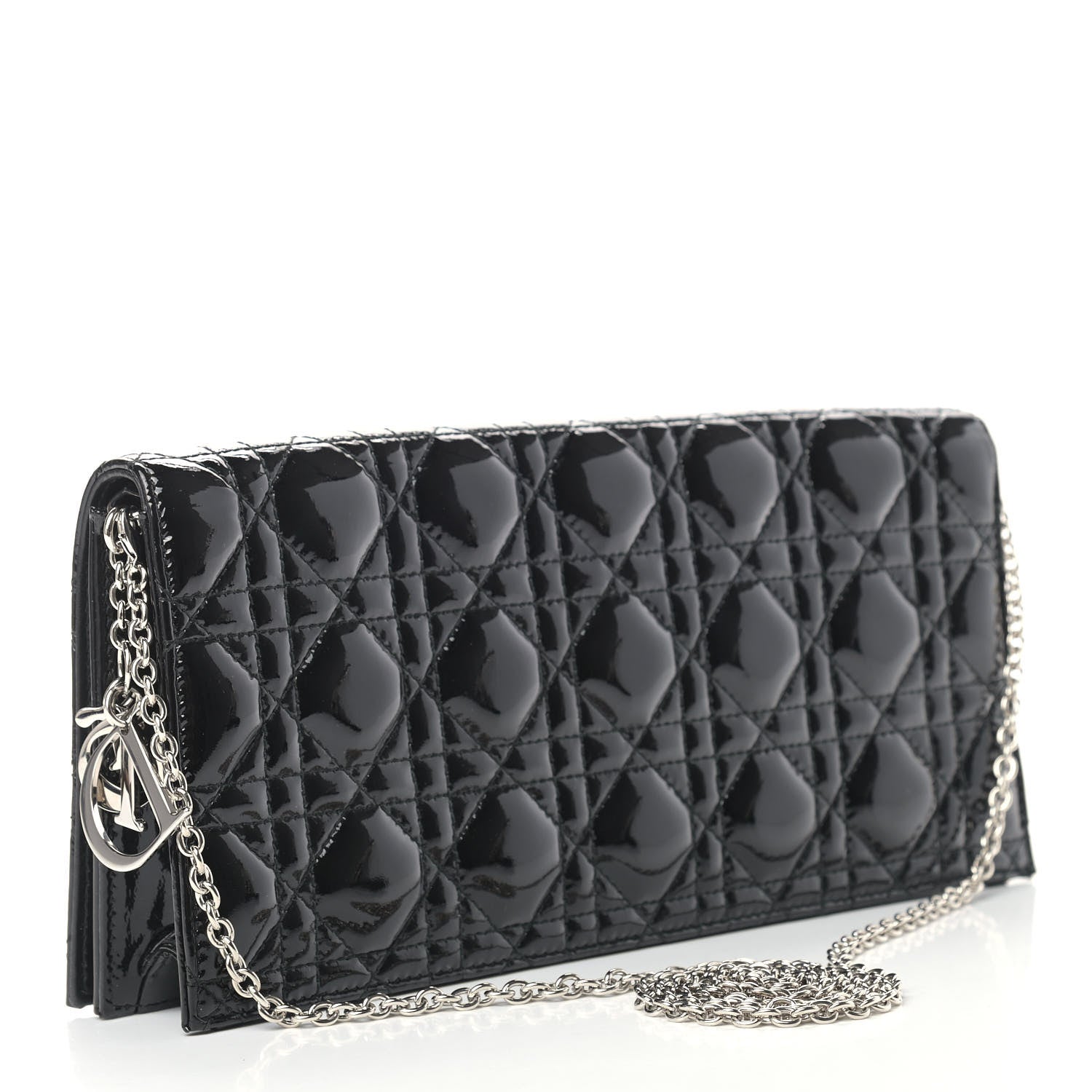 Christian Dior Patent Cannage Lady Dior Convertible Clutch Black 2 of 10